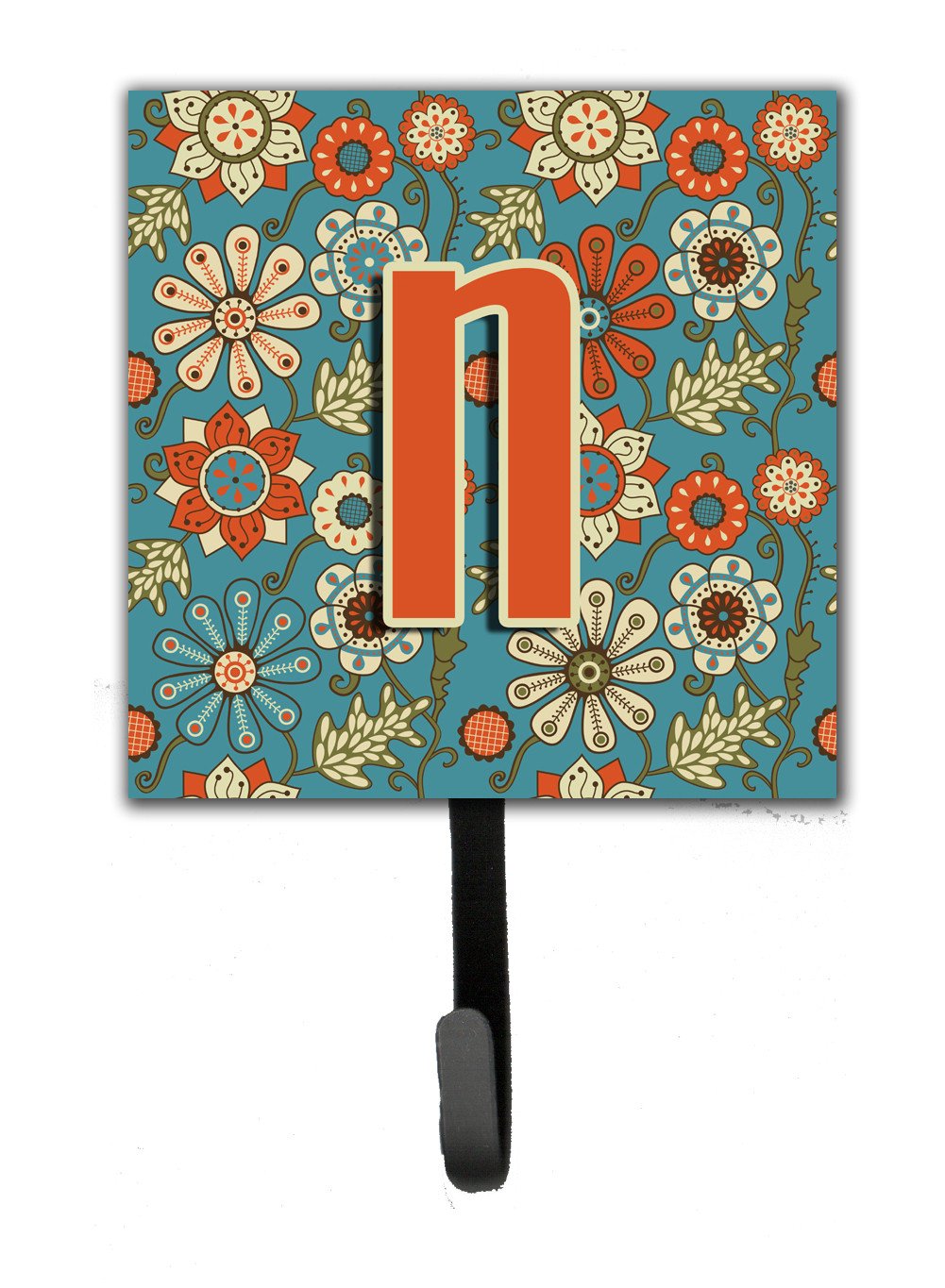 Letter N Flowers Retro Blue Leash or Key Holder CJ2012-NSH4 by Caroline&#39;s Treasures