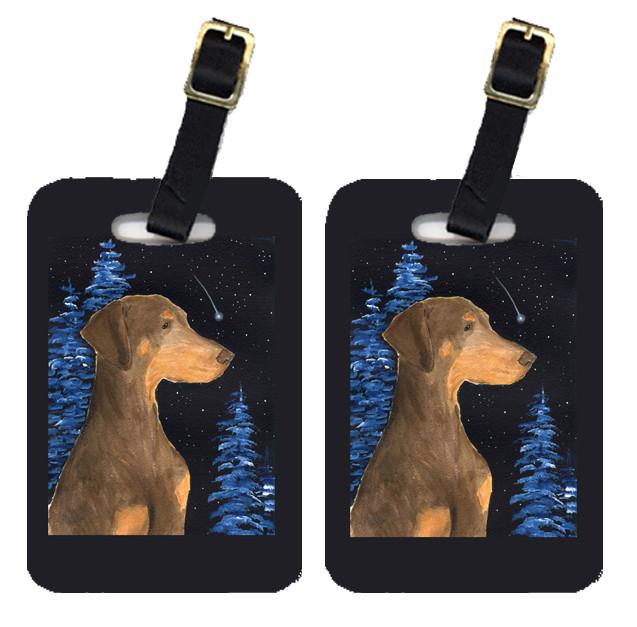 Starry Night Doberman Luggage Tags Pair of 2 by Caroline's Treasures