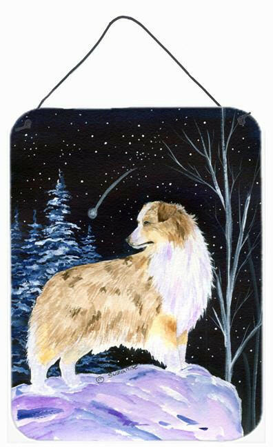 Starry Night Australian Shepherd Aluminium Metal Wall or Door Hanging Prints by Caroline&#39;s Treasures