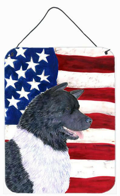 USA American Flag with Akita Aluminium Metal Wall or Door Hanging Prints by Caroline's Treasures