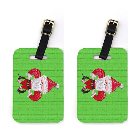 Pair of Christmas Fleur de lis Santa Claus Luggage Tags by Caroline's Treasures