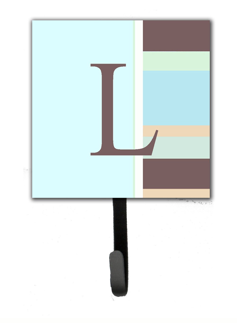 Letter L Initial Monogram - Blue Stripes Leash Holder or Key Hook by Caroline&#39;s Treasures