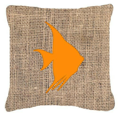 Fish - Angel Fish Burlap and Orange   Canvas Fabric Decorative Pillow BB1022 - the-store.com