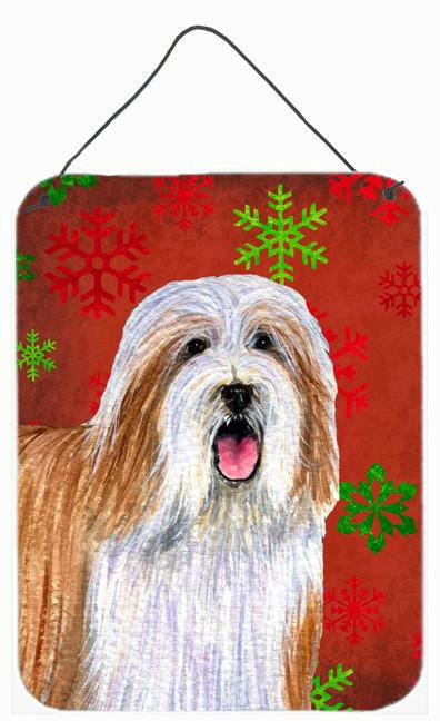 Bearded Collie Red Snowflakes Holiday Christmas Wall or Door Hanging Prints by Caroline&#39;s Treasures