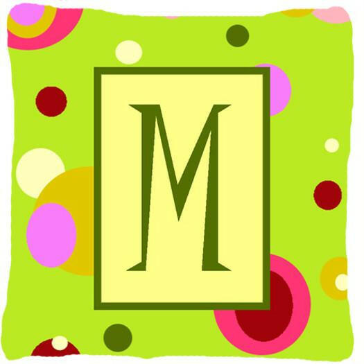 Letter M Initial Monogram - Green Decorative   Canvas Fabric Pillow - the-store.com