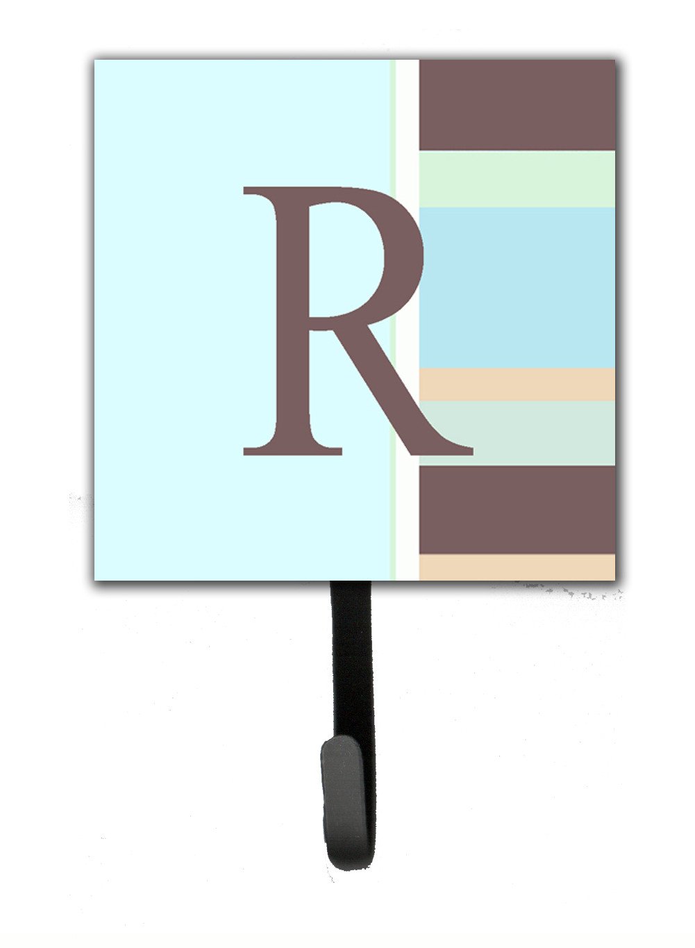 Letter R Initial Monogram - Blue Stripes Leash Holder or Key Hook by Caroline's Treasures