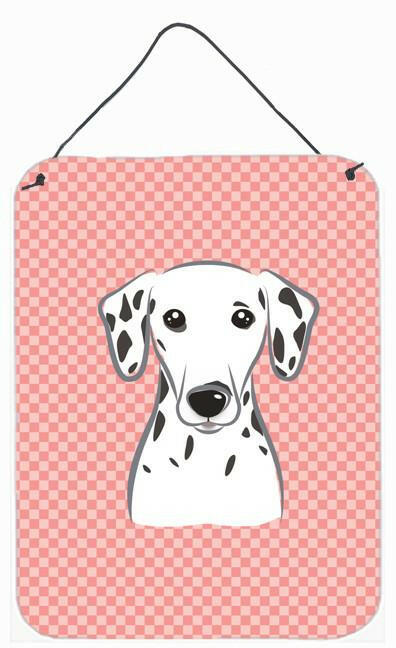 Checkerboard Pink Dalmatian Wall or Door Hanging Prints BB1210DS1216 by Caroline's Treasures