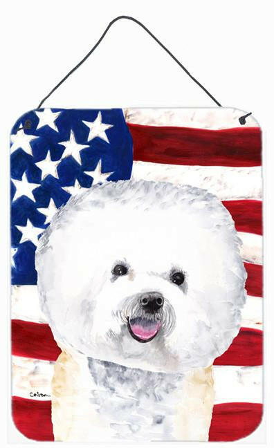 USA American Flag with Bichon Frise Aluminium Metal Wall or Door Hanging Prints by Caroline's Treasures