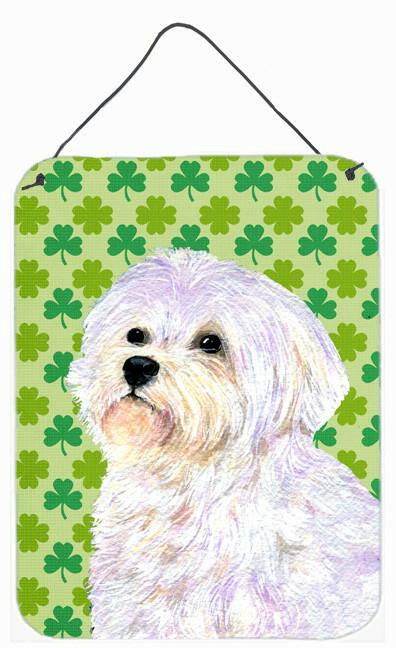 Maltese St. Patrick&#39;s Day Shamrock Portrait Wall or Door Hanging Prints by Caroline&#39;s Treasures