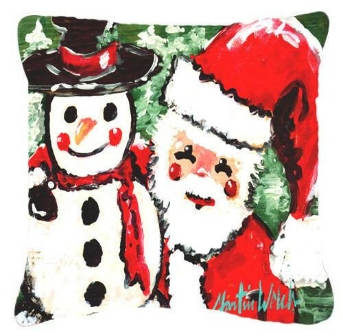 Friends Snowman and Santa Claus Canvas Fabric Decorative Pillow MW1167PW1414 by Caroline's Treasures