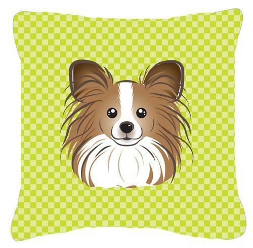 Checkerboard Lime Green Papillon Canvas Fabric Decorative Pillow BB1310PW1414 - the-store.com