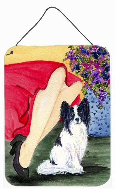Lady with her Papillon Aluminium Metal Wall or Door Hanging Prints by Caroline&#39;s Treasures