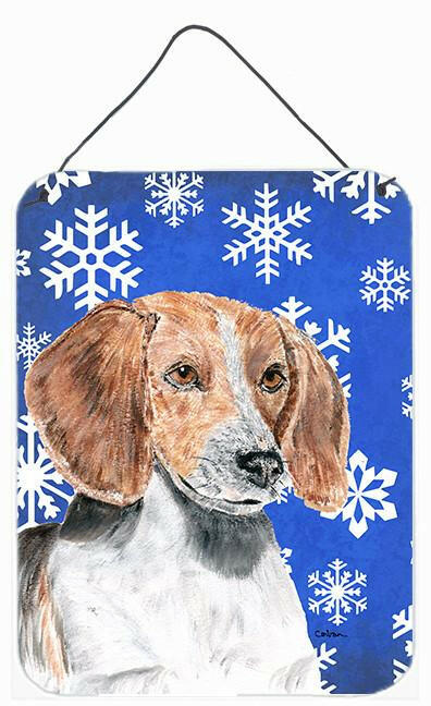 English Foxhound Blue Snowflake Winter Wall or Door Hanging Prints by Caroline's Treasures