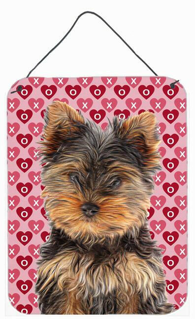 Hearts Love and Valentine&#39;s Day Yorkie Puppy / Yorkshire Terrier Wall or Door Hanging Prints KJ1195DS1216 by Caroline&#39;s Treasures