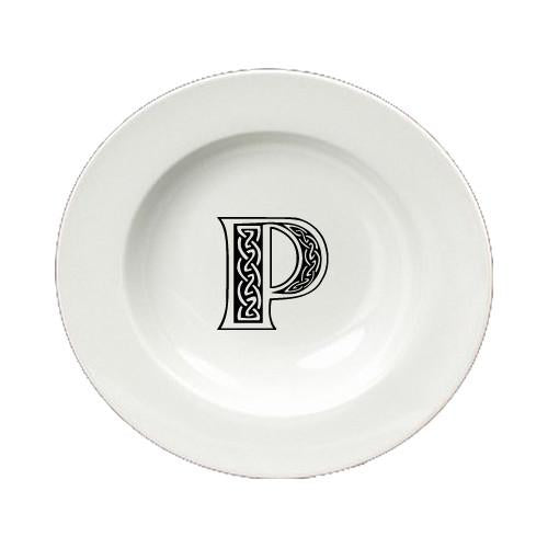 Letter P Initial Monogram Celtic Round Ceramic White Soup Bowl CJ1059-P-SBW-825 by Caroline's Treasures