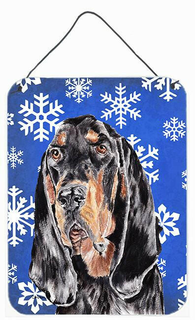 Coonhound Blue Snowflake Winter Aluminium Metal Wall or Door Hanging Prints by Caroline's Treasures