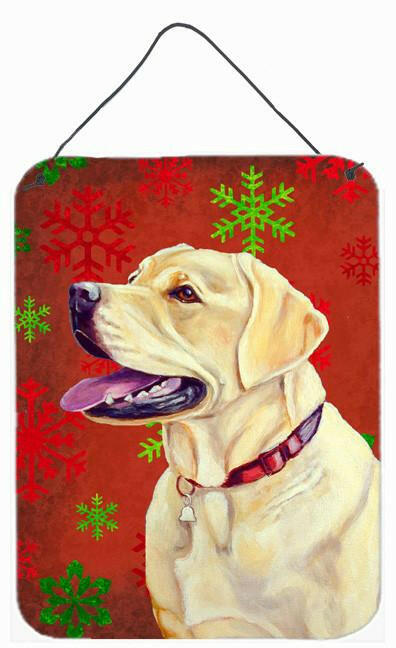 Labrador Red and Green Snowflakes Holiday Christmas Wall or Door Hanging Prints by Caroline&#39;s Treasures