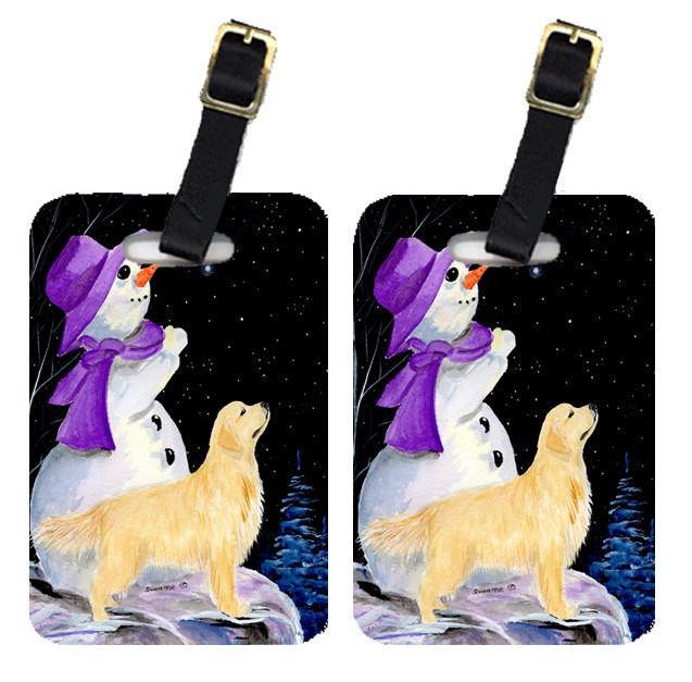 Snowman with Golden Retriever Luggage Tags Pair of 2 by Caroline&#39;s Treasures