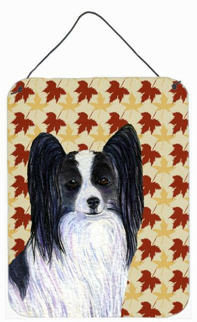 Papillon Fall Leaves Portrait Aluminium Metal Wall or Door Hanging Prints by Caroline's Treasures