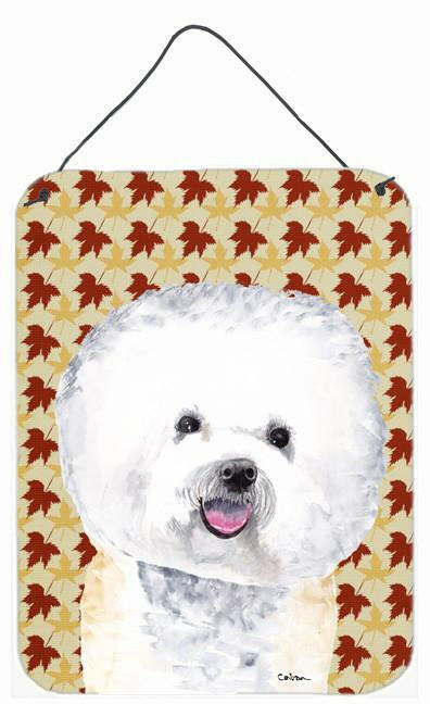 Bichon Frise Fall Leaves Portrait Aluminium Metal Wall or Door Hanging Prints by Caroline's Treasures