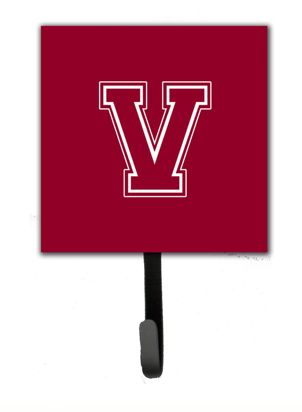 Letter V Initial Monogram - Maroon and White Leash Holder or Key Hook by Caroline's Treasures