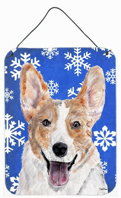 Cardigan Corgi Winter Snowflakes Wall or Door Hanging Prints SC9768DS1216 by Caroline's Treasures