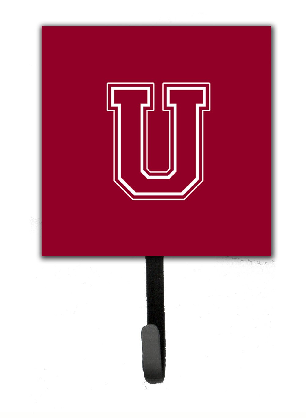 Letter U Initial Monogram - Maroon and White Leash Holder or Key Hook by Caroline's Treasures