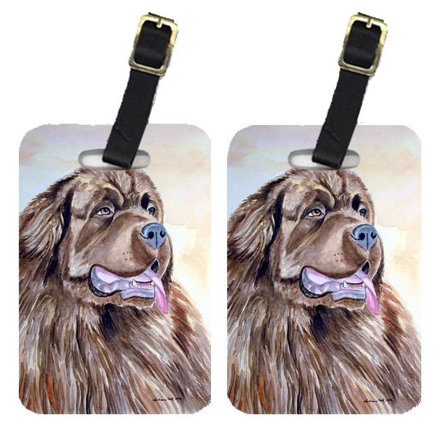 Pair of 2 Chocolate Brown Newfie Newfoundland Luggage Tags by Caroline&#39;s Treasures