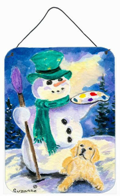 Snowman with Golden Retriever Aluminium Metal Wall or Door Hanging Prints by Caroline's Treasures