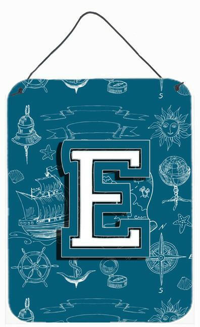 Letter E Sea Doodles Initial Alphabet Wall or Door Hanging Prints CJ2014-EDS1216 by Caroline's Treasures