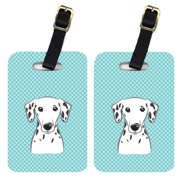 Pair of Checkerboard Blue Dalmatian Luggage Tags BB1148BT by Caroline's Treasures