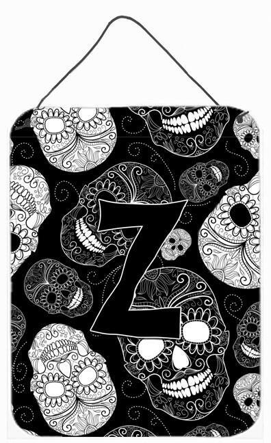 Letter Z Day of the Dead Skulls Black Wall or Door Hanging Prints CJ2008-ZDS1216 by Caroline's Treasures