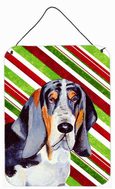 Basset Hound Candy Cane Holiday Christmas Wall or Door Hanging Prints by Caroline&#39;s Treasures