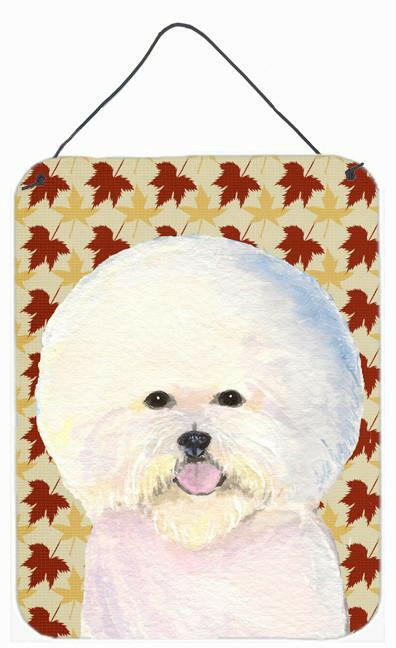 Bichon Frise Fall Leaves Portrait Aluminium Metal Wall or Door Hanging Prints by Caroline&#39;s Treasures