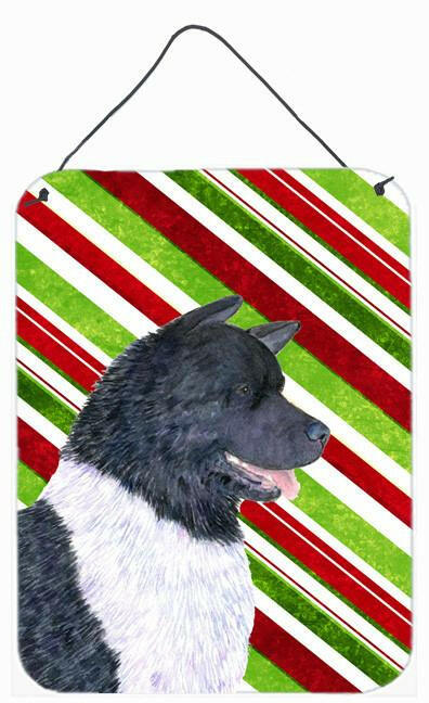 Akita Candy Cane Holiday Christmas Aluminium Metal Wall or Door Hanging Prints by Caroline's Treasures