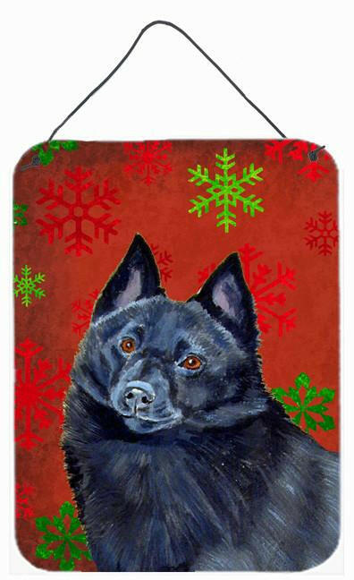 Schipperke Red Snowflakes Holiday Christmas Wall or Door Hanging Prints by Caroline's Treasures