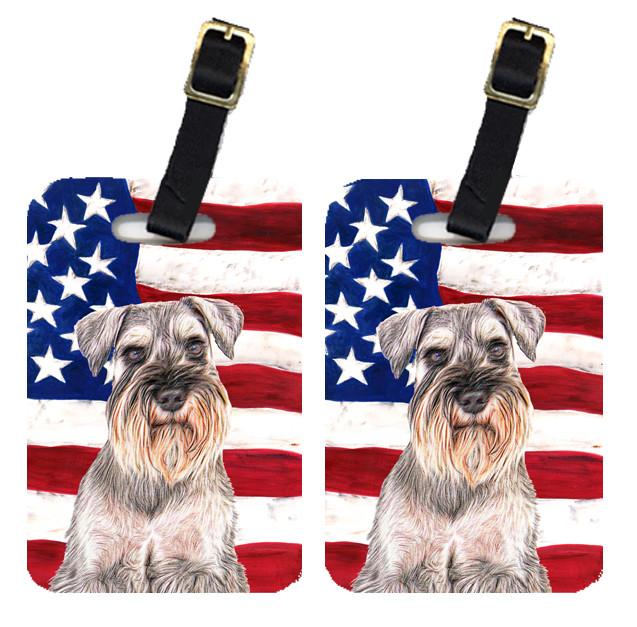 Pair of USA American Flag with Schnauzer Luggage Tags KJ1158BT by Caroline's Treasures