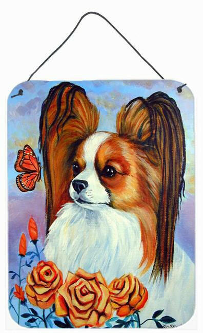 Papillon in the roses Aluminium Metal Wall or Door Hanging Prints by Caroline&#39;s Treasures