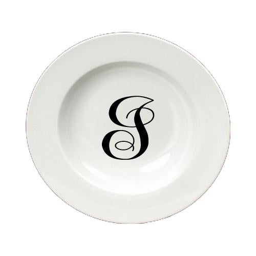 Letter I Initial Monogram Script Round Ceramic White Soup Bowl CJ1057-I-SBW-825 by Caroline's Treasures