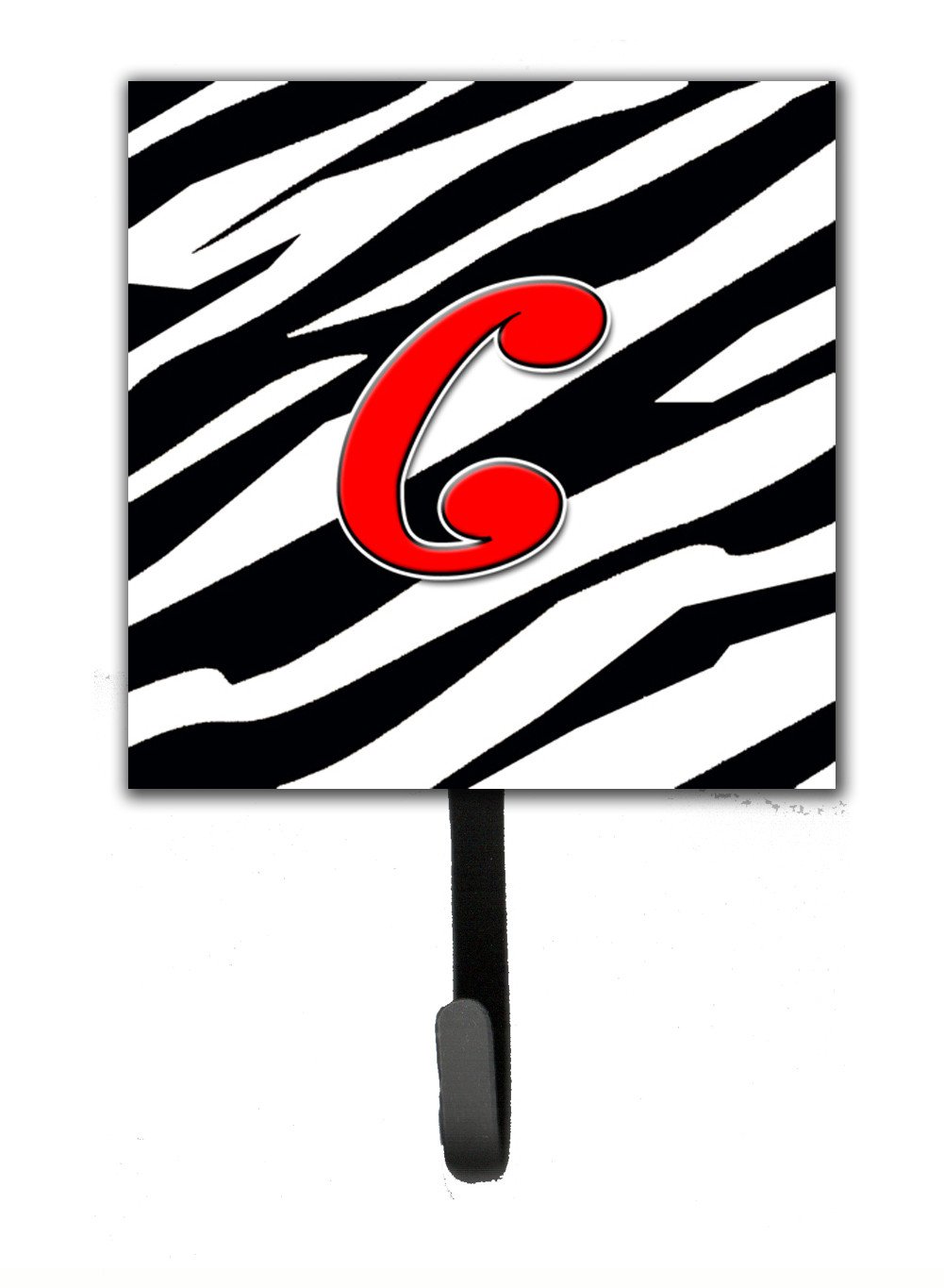 Letter C Initial Monogram - Zebra Red Leash Holder or Key Hook by Caroline's Treasures