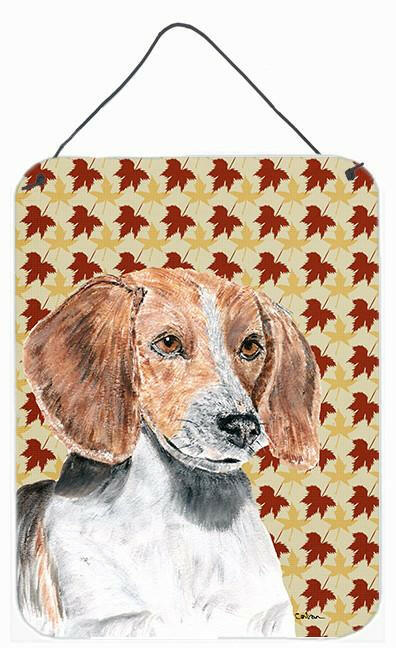 English Foxhound Fall Leaves Aluminium Metal Wall or Door Hanging Prints by Caroline&#39;s Treasures