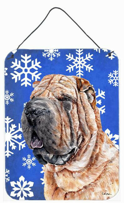 Shar Pei Winter Snowflakes Wall or Door Hanging Prints SC9767DS1216 by Caroline's Treasures