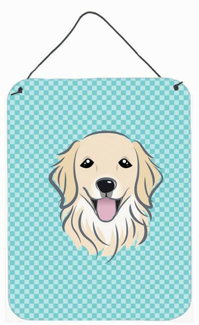 Checkerboard Blue Golden Retriever Wall or Door Hanging Prints BB1143DS1216 by Caroline's Treasures