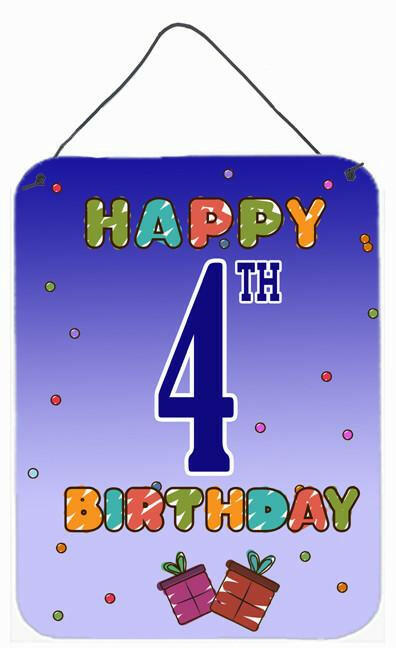 Happy 4th Birthday Wall or Door Hanging Prints CJ1095DS1216 by Caroline's Treasures