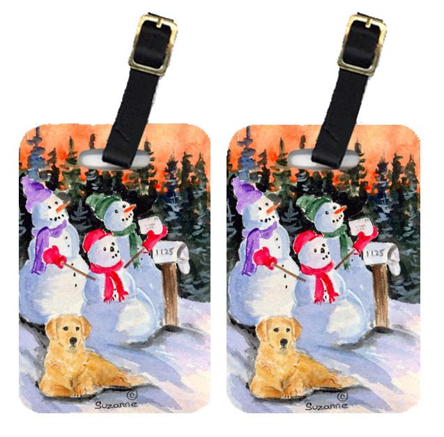 Snowman with Golden Retriever Luggage Tags Pair of 2 by Caroline&#39;s Treasures