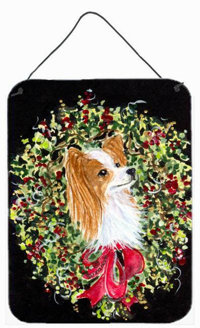 Christmas Wreath Papillon Aluminium Metal Wall or Door Hanging Prints by Caroline's Treasures