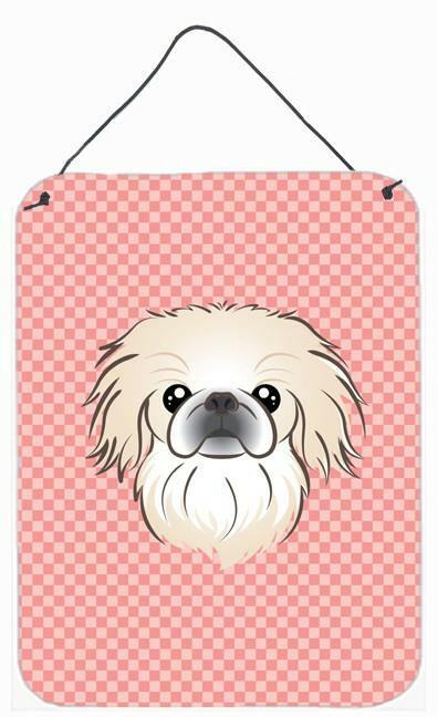 Checkerboard Pink Pekingese Wall or Door Hanging Prints BB1221DS1216 by Caroline's Treasures