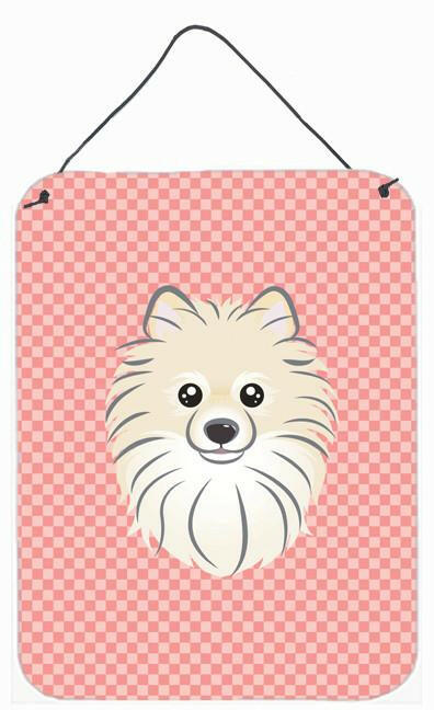 Checkerboard Pink Pomeranian Wall or Door Hanging Prints BB1207DS1216 by Caroline&#39;s Treasures