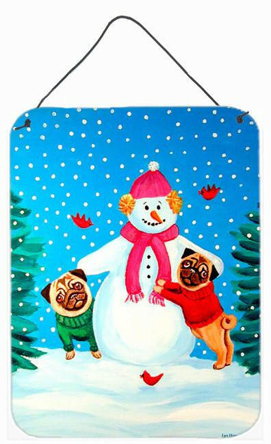 Snowman with Pug Aluminium Metal Wall or Door Hanging Prints by Caroline's Treasures