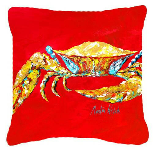 Crab Blue on Red, Sr Canvas Fabric Decorative Pillow MW1116PW1414 by Caroline's Treasures